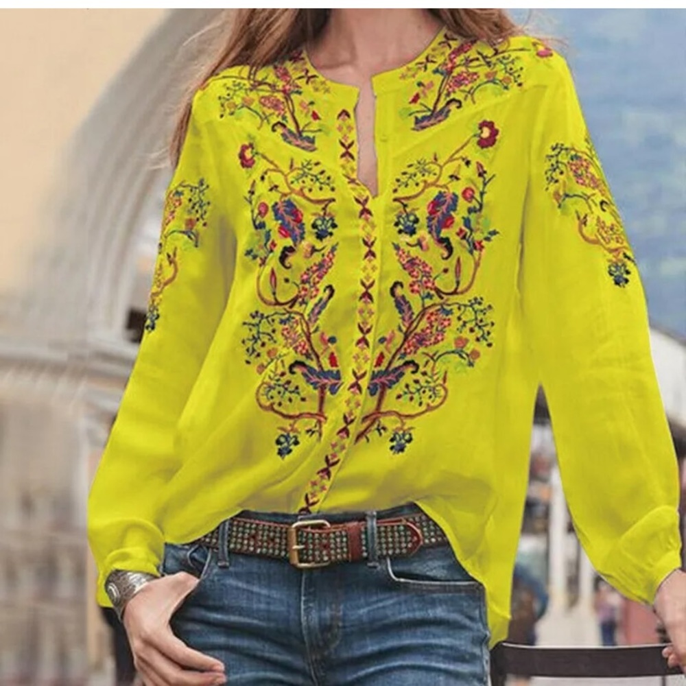 Coming Soon - Boho Floral V-neck Blouse